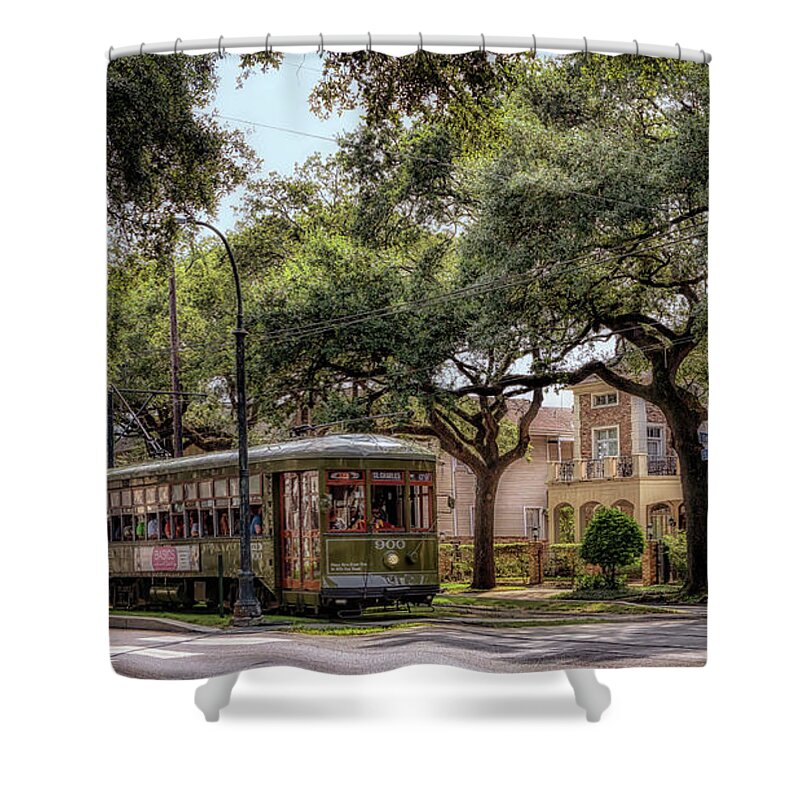 Garden District Shower Curtain featuring the photograph Historic St. Charles Streetcar by Susan Rissi Tregoning