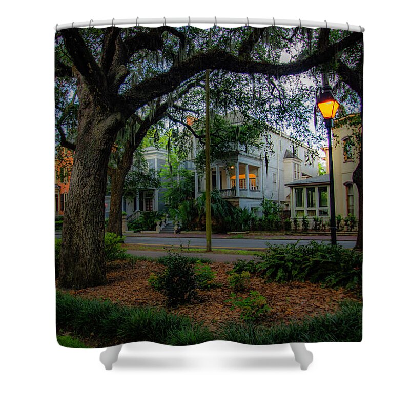 Savannah Shower Curtain featuring the photograph Historical Savannah homes near Forsyth Park by Danny Mongosa