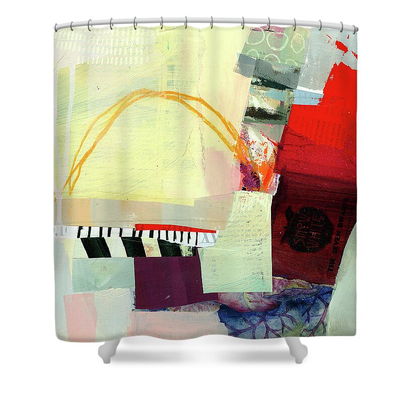 Abstract Art Shower Curtain featuring the painting Hitting The Fan #10 by Jane Davies