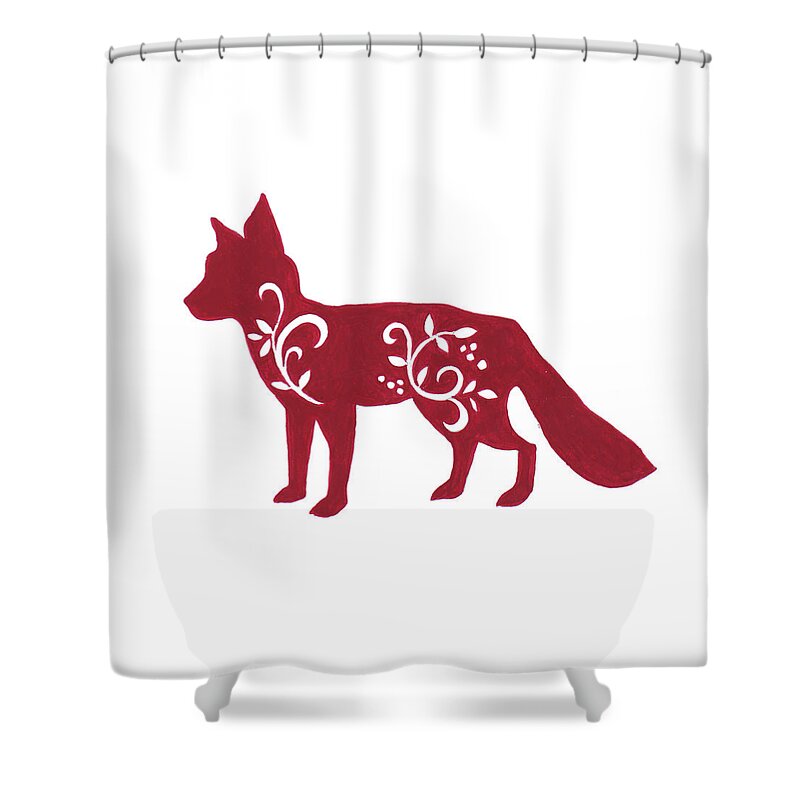 Woodland Shower Curtain featuring the painting Holiday Fox by Janice Gaynor