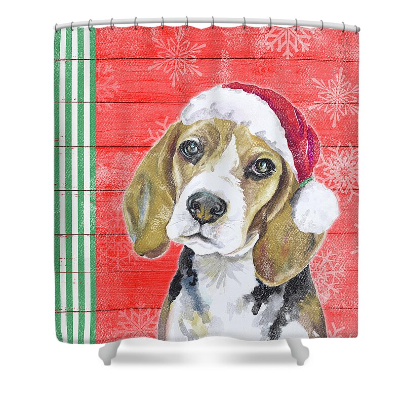 Holiday Shower Curtain featuring the painting Holiday Puppy I by Patricia Pinto