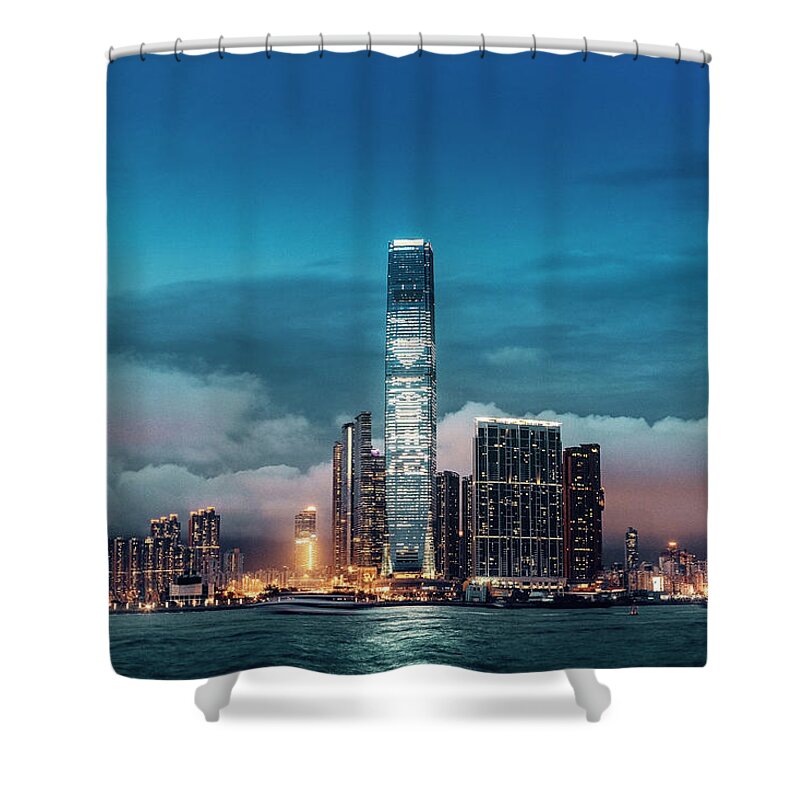 Tranquility Shower Curtain featuring the photograph Hong Kong Cityscape by Dragon For Real