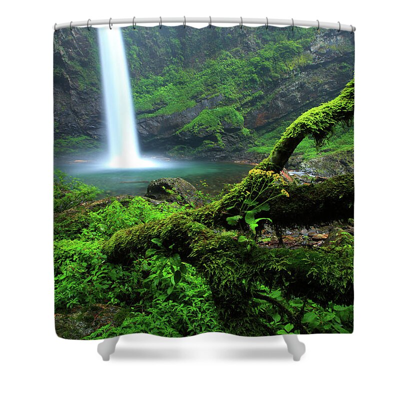 Blurred Motion Shower Curtain featuring the photograph Hongtan Waterfall by Bihaibo