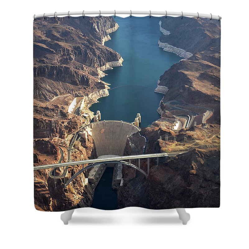 Scenics Shower Curtain featuring the photograph Hoover Dam Aerial by Iwcrabbe