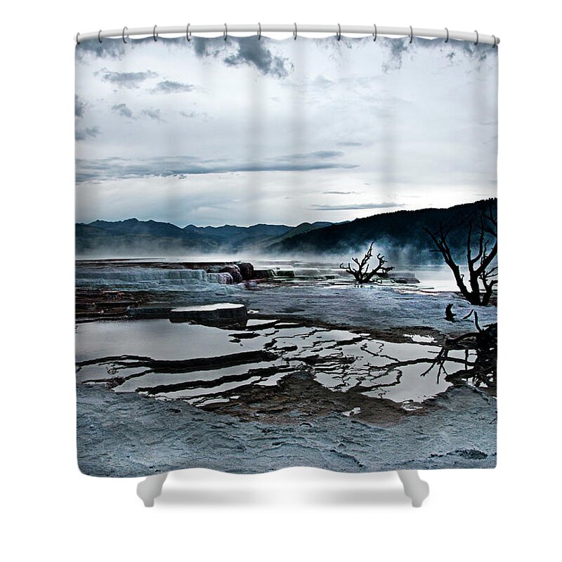 Tranquility Shower Curtain featuring the photograph Hot Springs Yellowstone by Carolyn Hebbard