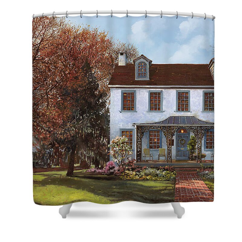 House Du Portail Shower Curtain featuring the painting House Du Portail by Guido Borelli