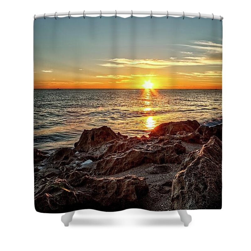 Beach Shower Curtain featuring the photograph House of Refuge Beach 7 by Steve DaPonte