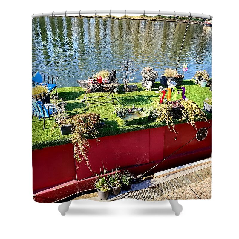 Houseboat Shower Curtain featuring the photograph Houseboat by Tony Murtagh