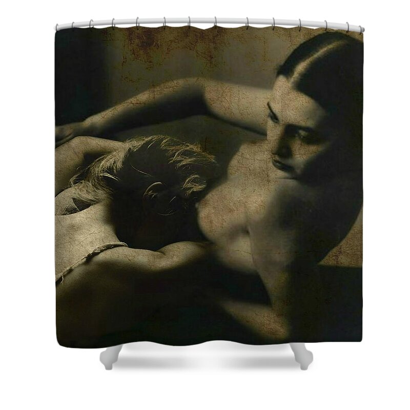 Women Shower Curtain featuring the digital art Hungry Eyes - Love by Paul Lovering