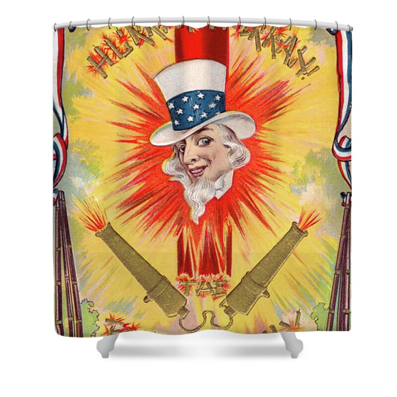 Drum Shower Curtain featuring the painting Hurrah! Hurrah! The Fourth of July by P. Sander