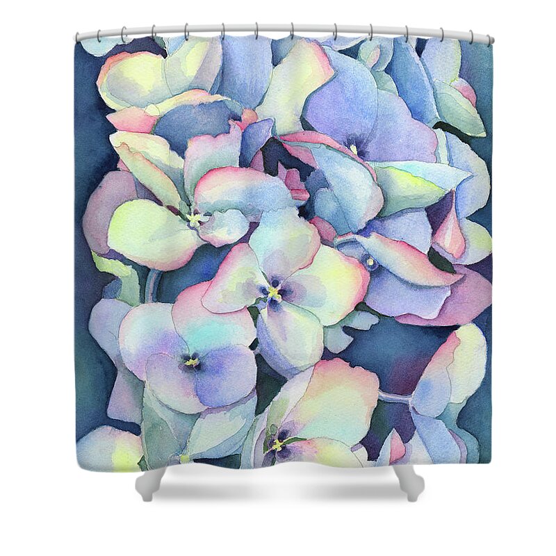 Face Mask Shower Curtain featuring the painting Hydrangea Study by Lois Blasberg