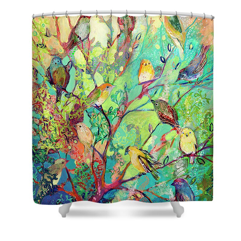 Bird Shower Curtain featuring the painting I Am the Place of Refuge by Jennifer Lommers