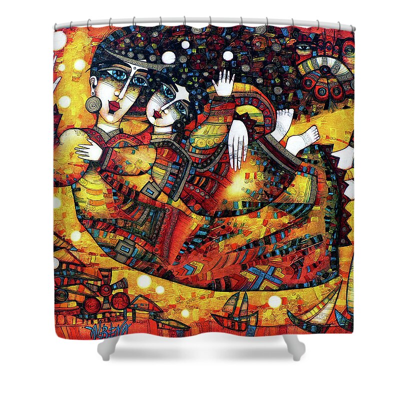 Albena Shower Curtain featuring the painting I Give You My Dreams by Albena Vatcheva