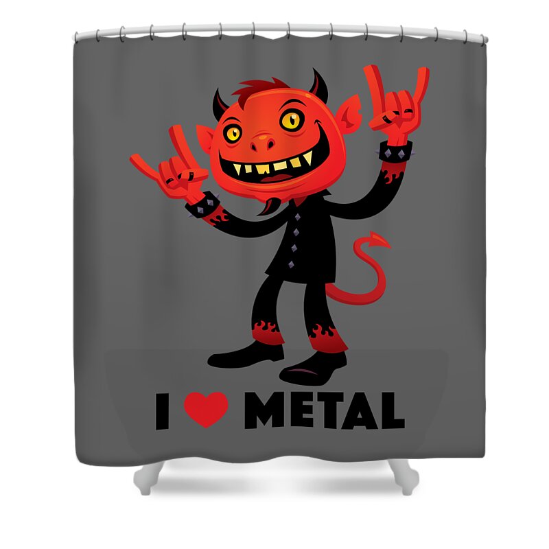 Band Shower Curtain featuring the digital art I Love Metal Devil by John Schwegel