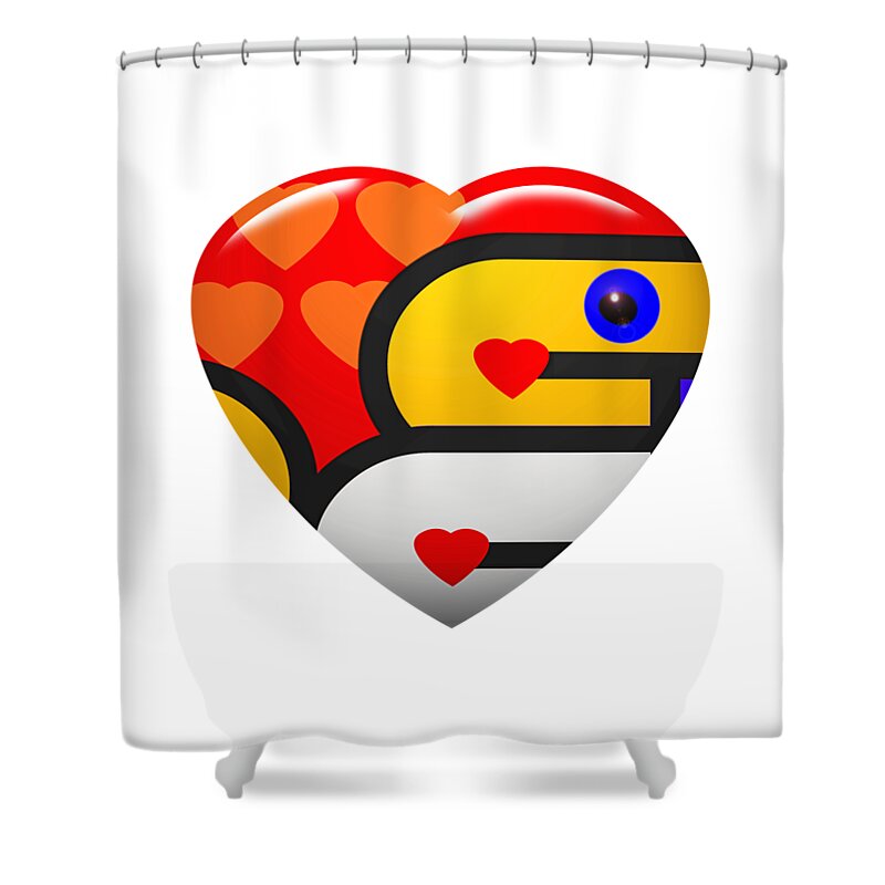 Red Love Heart Shower Curtain featuring the digital art I See You by Charles Stuart