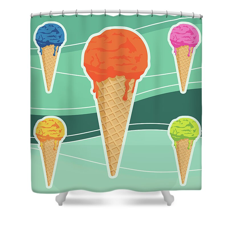 Cool Attitude Shower Curtain featuring the digital art Icecreams by Myillo