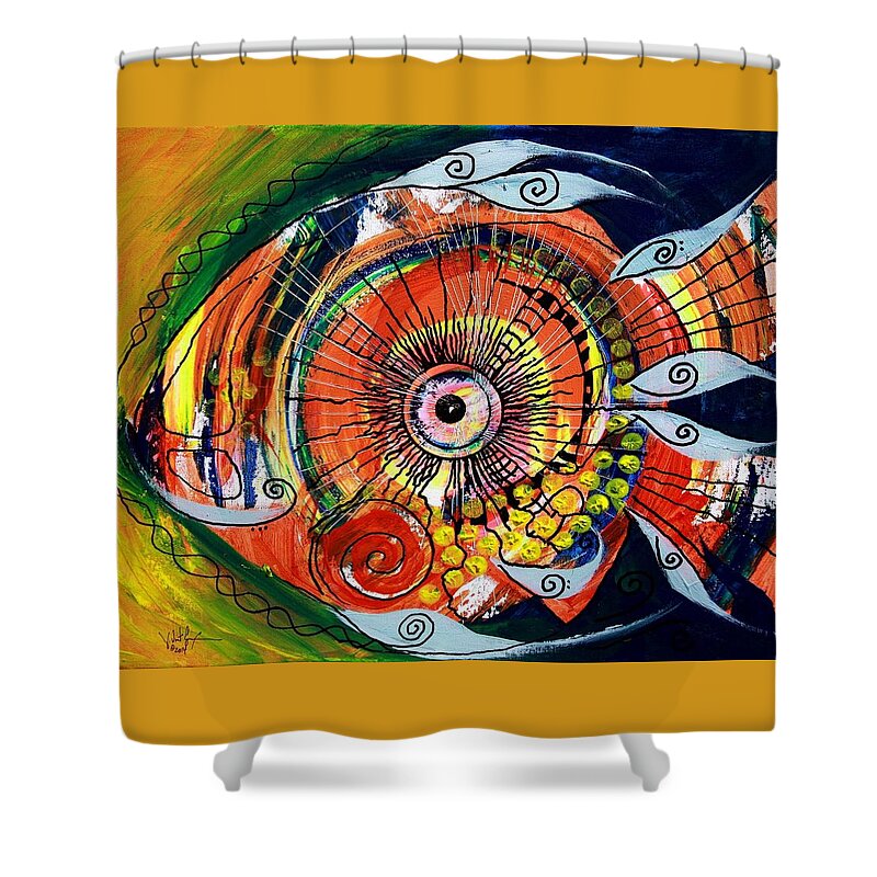 Fish Shower Curtain featuring the painting Idiosyncratic by J Vincent Scarpace