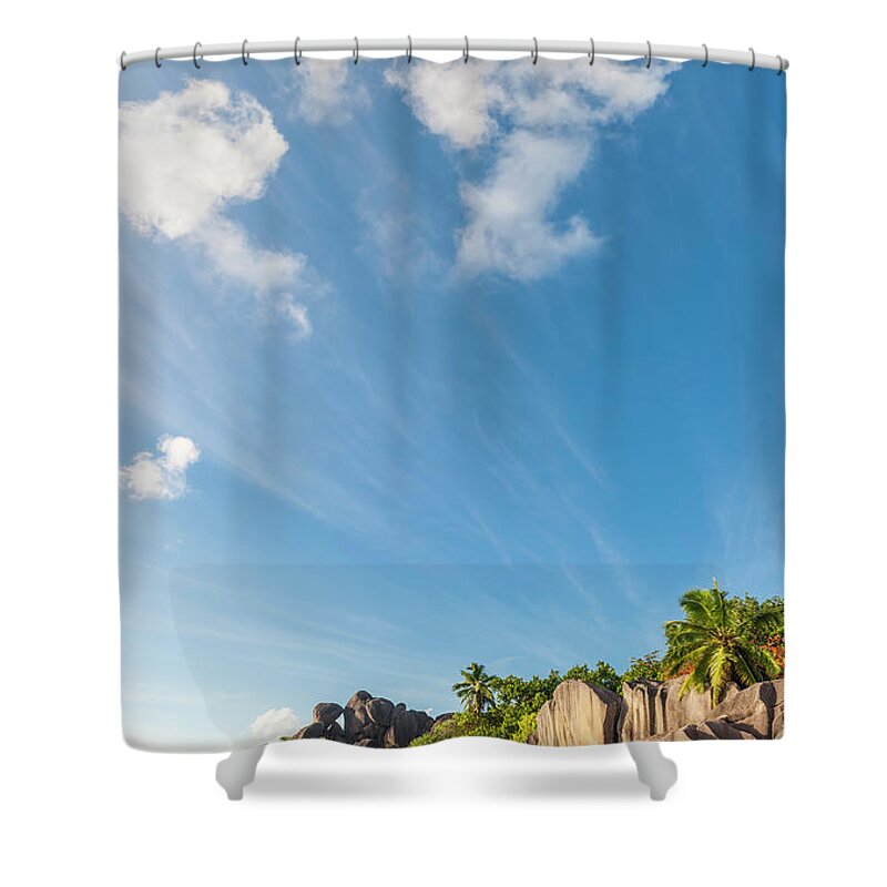 Tropical Rainforest Shower Curtain featuring the photograph Idyllic Tropical Island Beach Turquoise by Fotovoyager