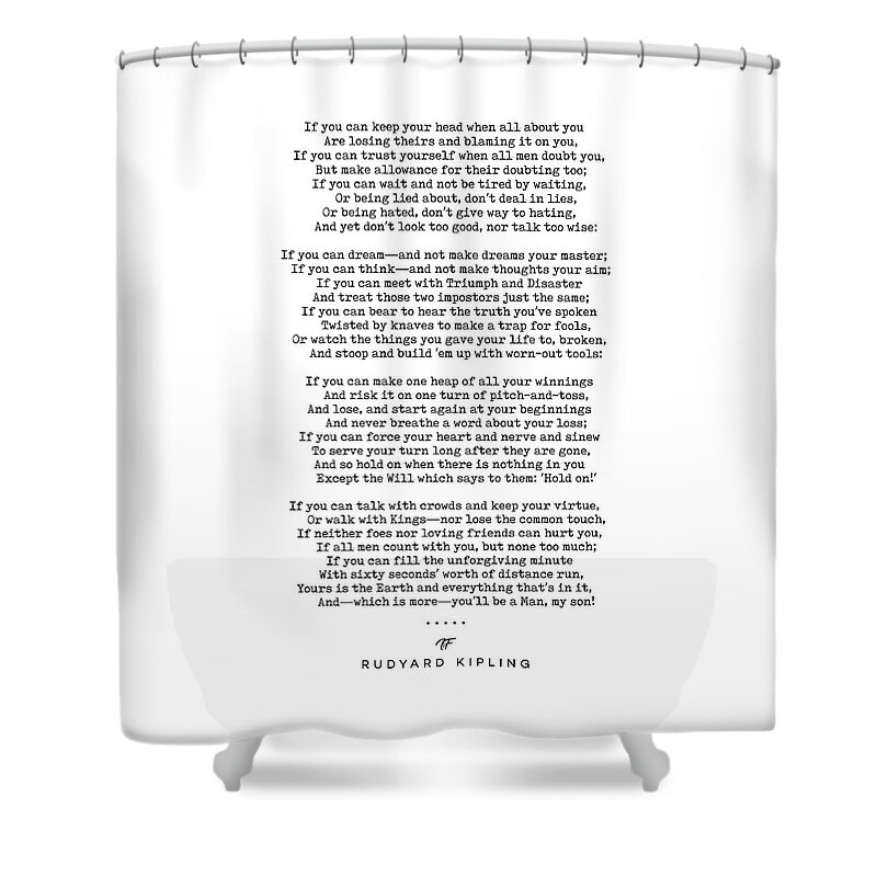 If Shower Curtain featuring the mixed media If - Rudyard Kipling - Minimal Typewriter Print by Studio Grafiikka