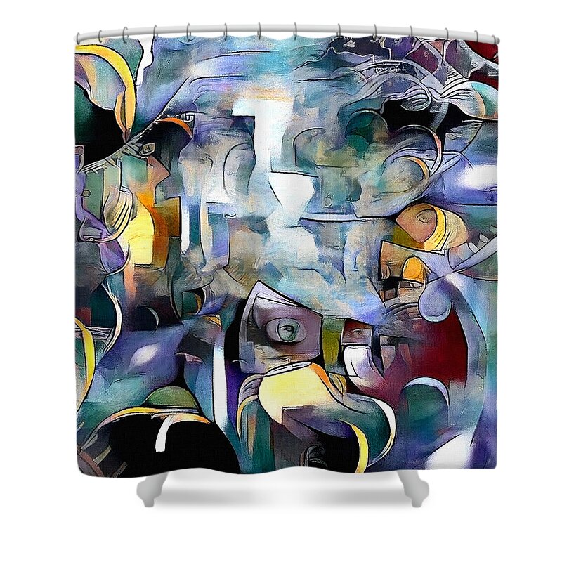 Abstract Shower Curtain featuring the digital art Illusion of existence by Bruce Rolff
