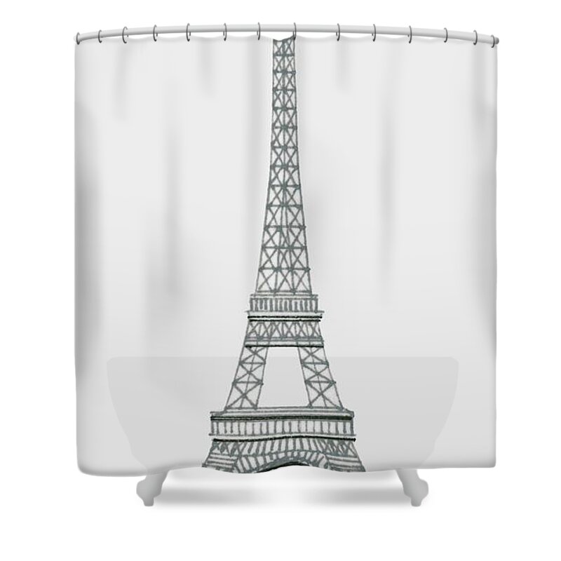 Ink And Brush Shower Curtain featuring the digital art Illustration Of Eiffel Tower In Paris by Dorling Kindersley