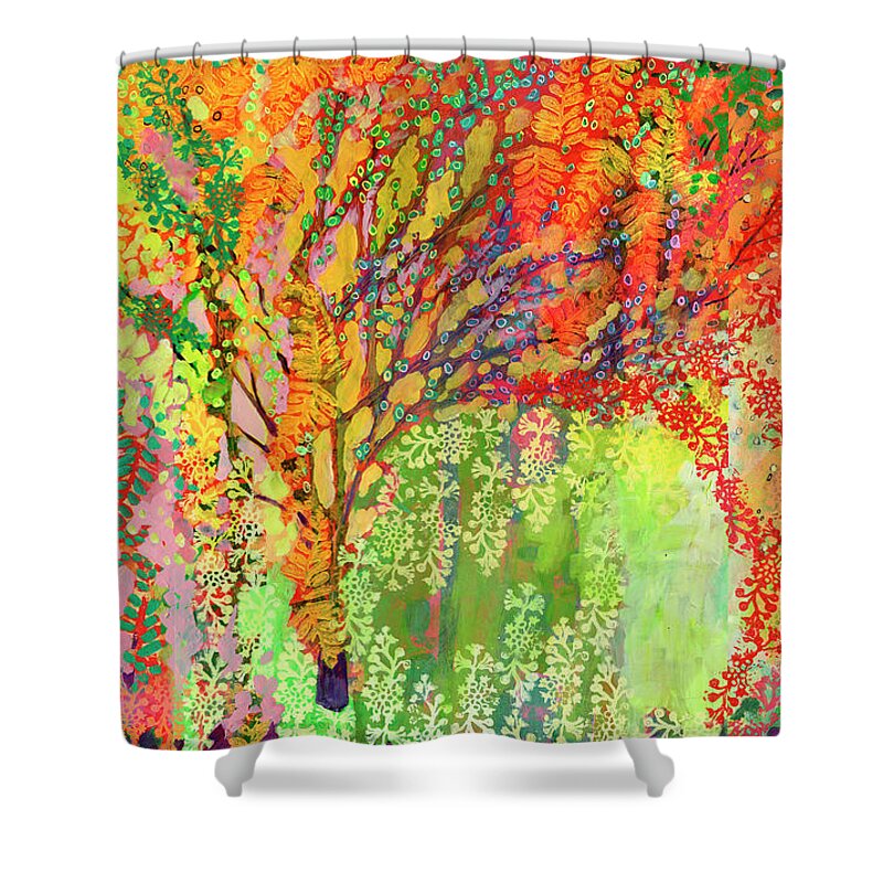 Abstract Shower Curtain featuring the painting Immersed in Summer by Jennifer Lommers