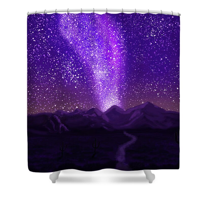 Tucson Shower Curtain featuring the digital art In the Arizona Night by Chance Kafka