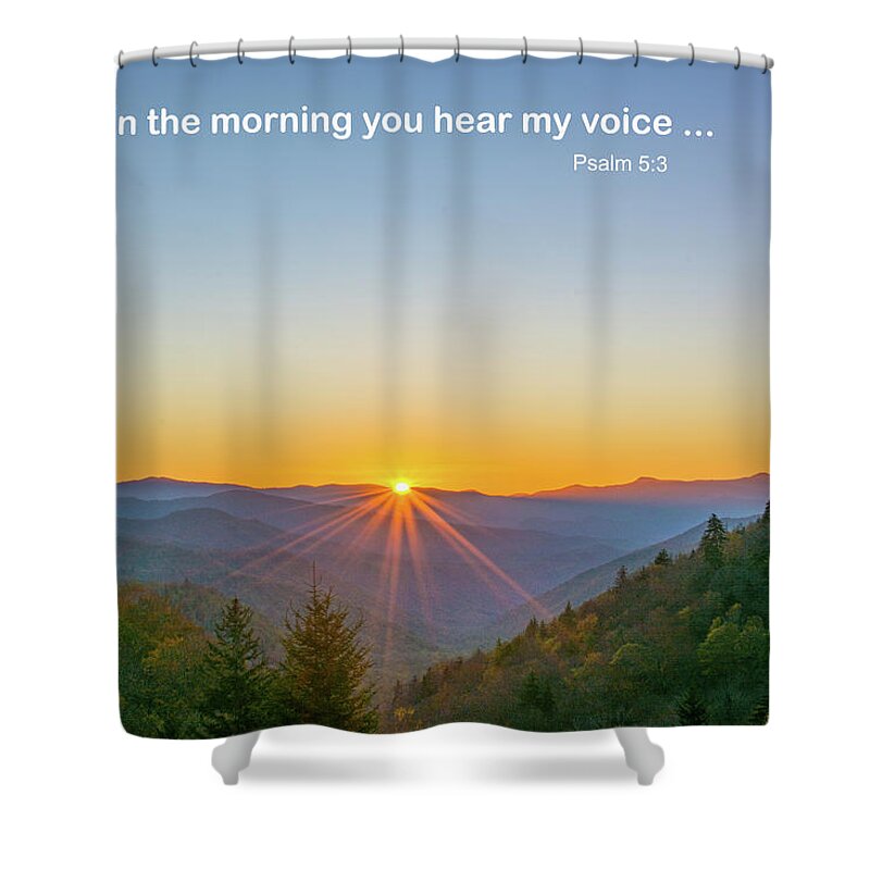In The Morning You Hear My Voice Shower Curtain featuring the photograph In the morning you hear my voice by Douglas Wielfaert