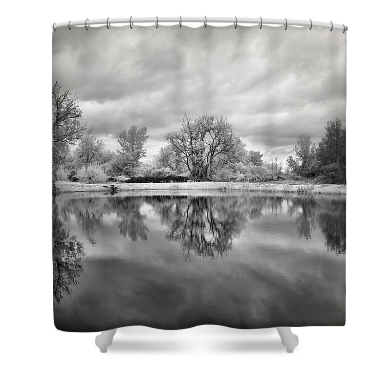 Infrared Shower Curtain featuring the photograph In the Quiet Spaces of the Mind by Luke Moore
