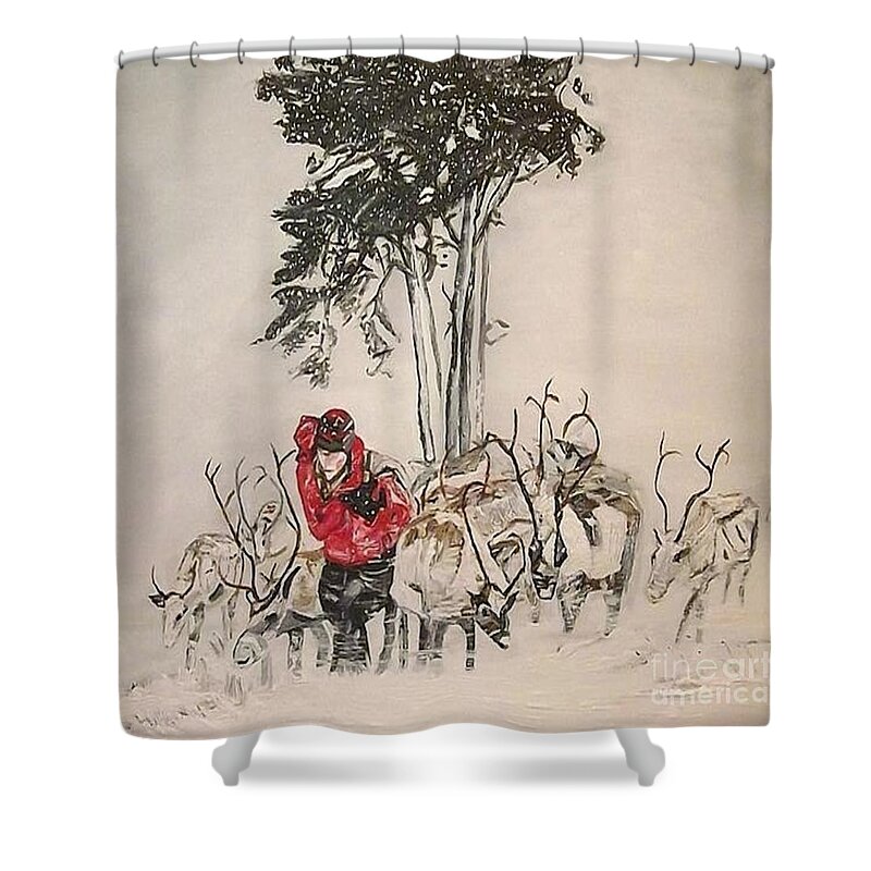 Landscape Winter Landscape Shower Curtain featuring the painting In The Wild by Denise Morgan