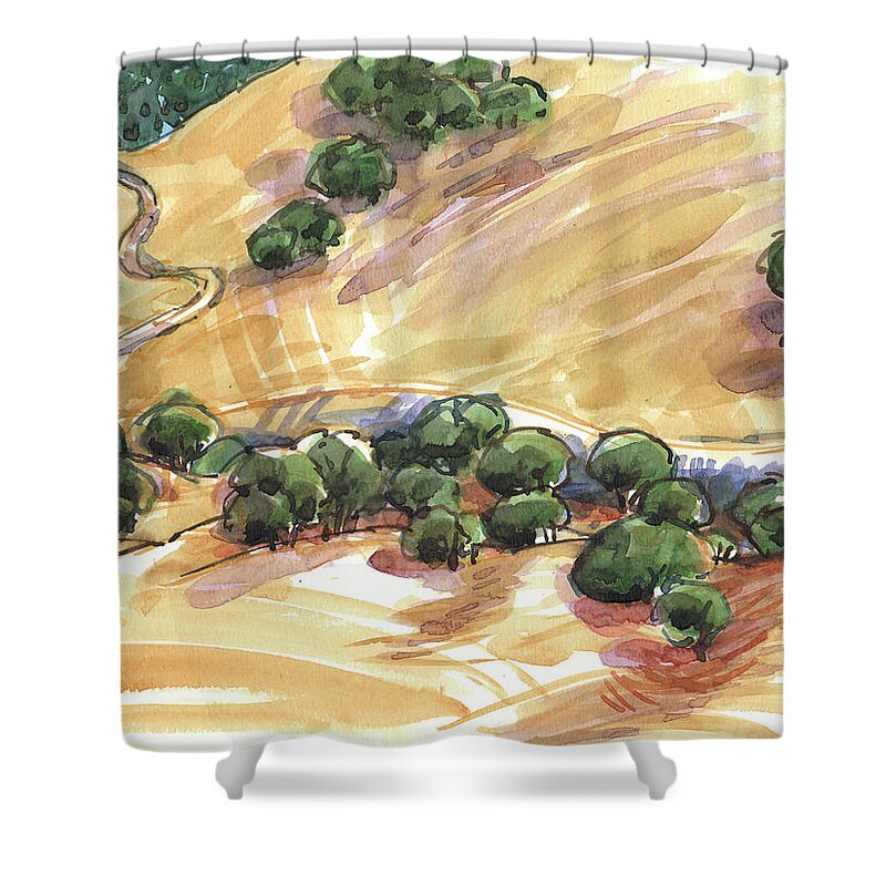 Landscape Shower Curtain featuring the painting Indian Creek Valley from Shell Ridge by Judith Kunzle