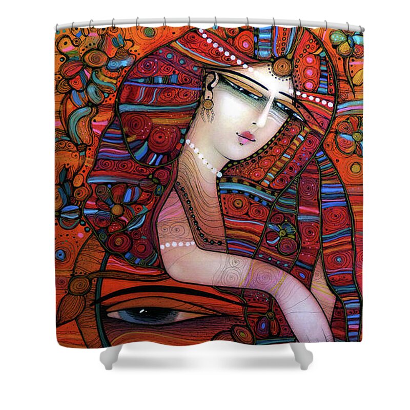 Albena Shower Curtain featuring the painting Indian dreams by Albena Vatcheva