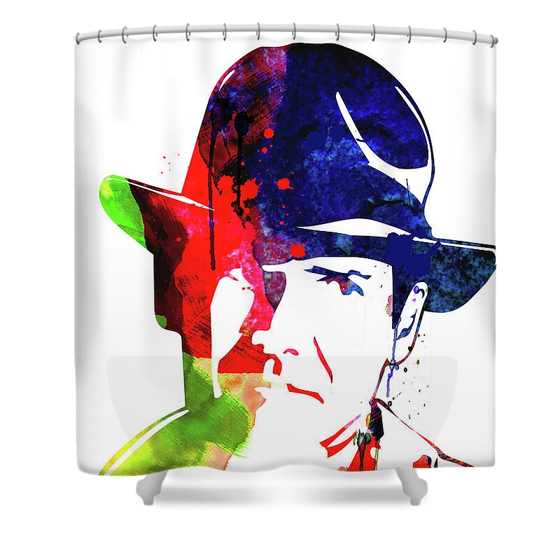 Movies Shower Curtain featuring the mixed media Indiana Jones Watercolor by Naxart Studio