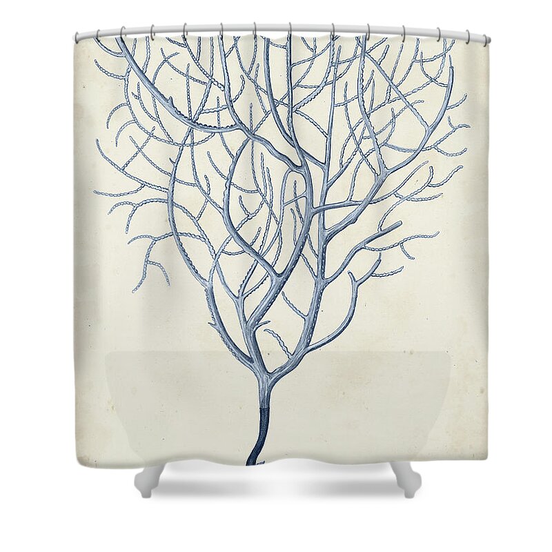 Coastal Shower Curtain featuring the painting Indigo Coral IIi by Vision Studio