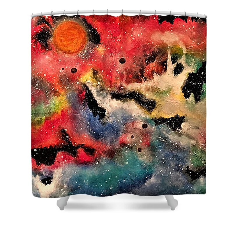 Space Shower Curtain featuring the painting Infinite Infinity 1.0 by Esperanza Creeger