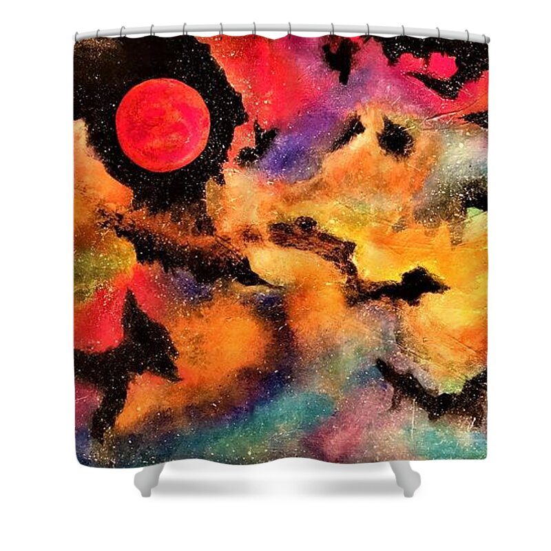 Planets Arcturus Arcturian Ascension Cosmos Universe Star Seed Nebula Space Alienworld Shower Curtain featuring the painting Infinite Infinity 2.0 by Esperanza Creeger