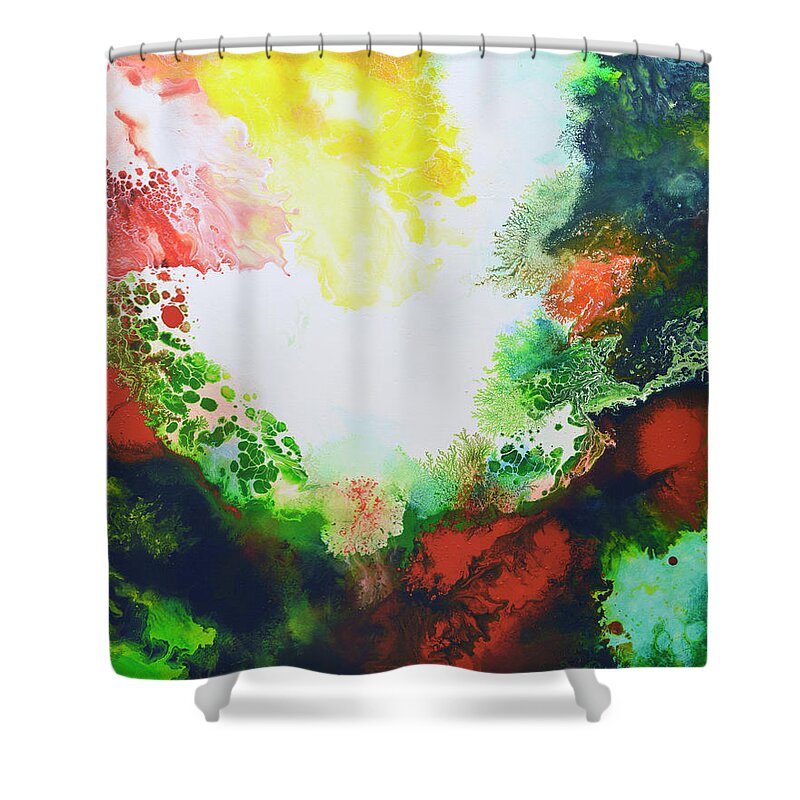 Fluid Art Shower Curtain featuring the painting Infusion 2 by Sally Trace
