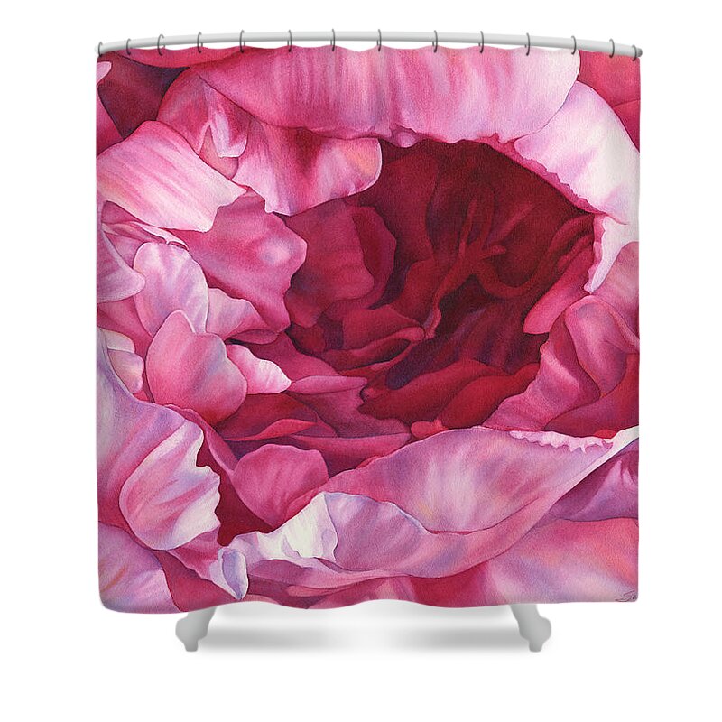 Peony Shower Curtain featuring the painting Inner Sanctum by Sandy Haight