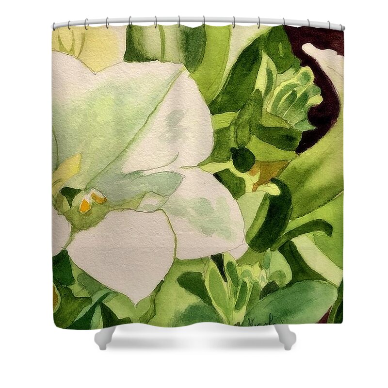 White Shower Curtain featuring the painting Innocence by Nicole Curreri