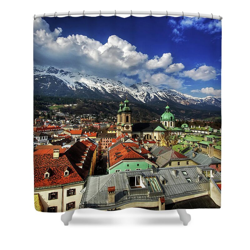 Scenics Shower Curtain featuring the photograph Innsbruck In Beautiful Tyrol by Traumlichtfabrik