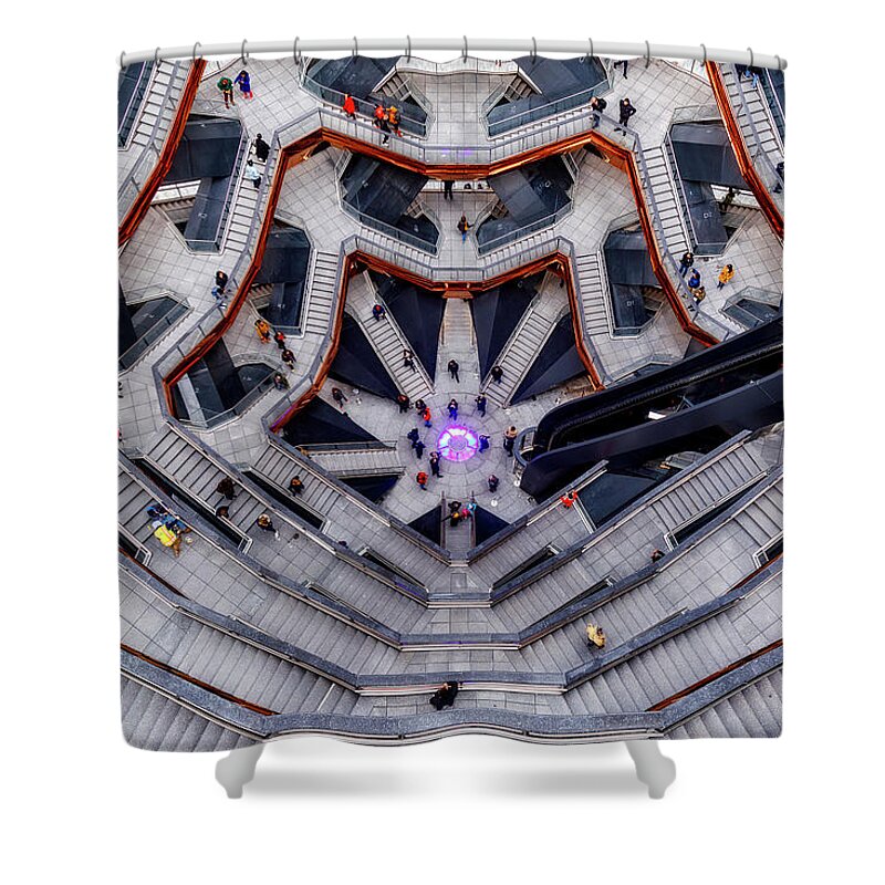 Hudson Yards Shower Curtain featuring the photograph Inside the Hudson Yards Vessel NYC II by Susan Candelario
