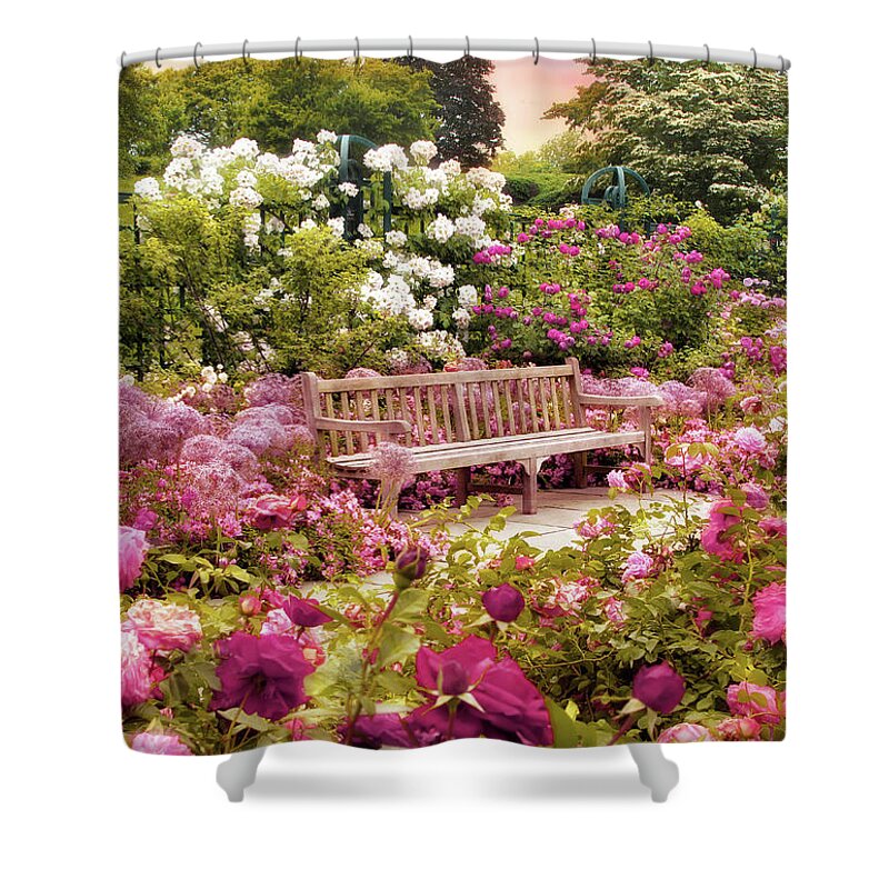 Rose Garden Shower Curtain featuring the photograph Interlude by Jessica Jenney