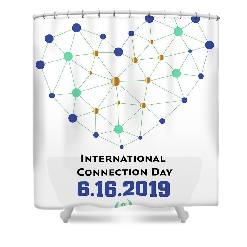  Shower Curtain featuring the painting International Connection Day 2019 by Teal Eye Print Store