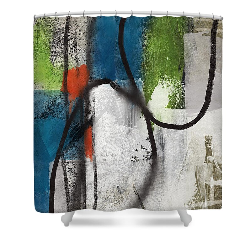 Abstract Shower Curtain featuring the mixed media Intersection 40- Art by Linda Woods by Linda Woods