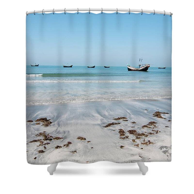 Tranquility Shower Curtain featuring the photograph Into The Blue by (c) Sadia Rahman