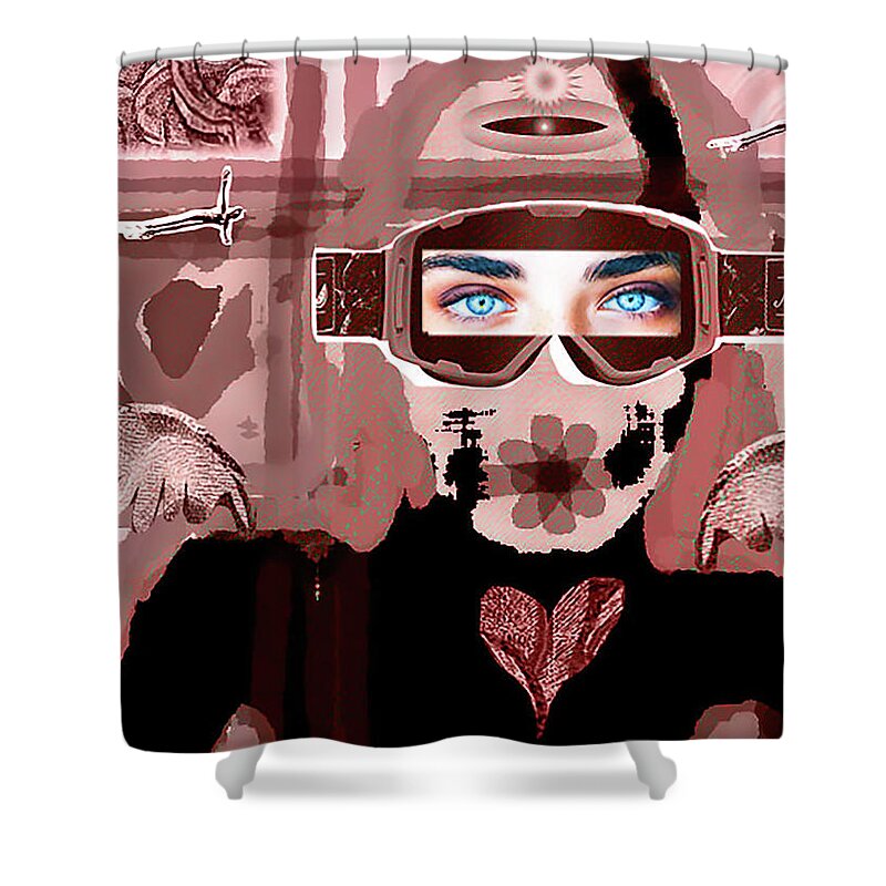Ngel Shower Curtain featuring the digital art Introspection Antique by Alexandra Vusir