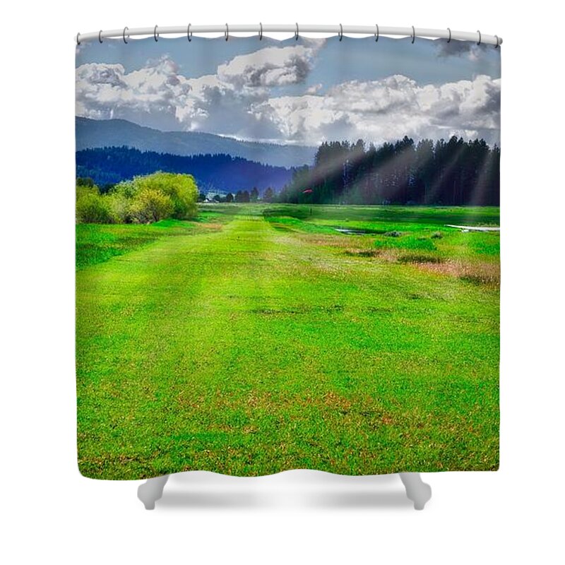 Flying Shower Curtain featuring the photograph Inviting Airstrip by Tom Gresham