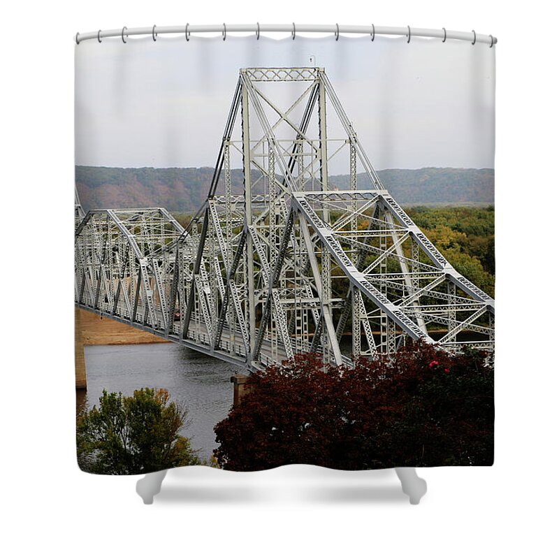 Landscape Shower Curtain featuring the photograph Iowa - Mississippi River Bridge by Gary Gunderson