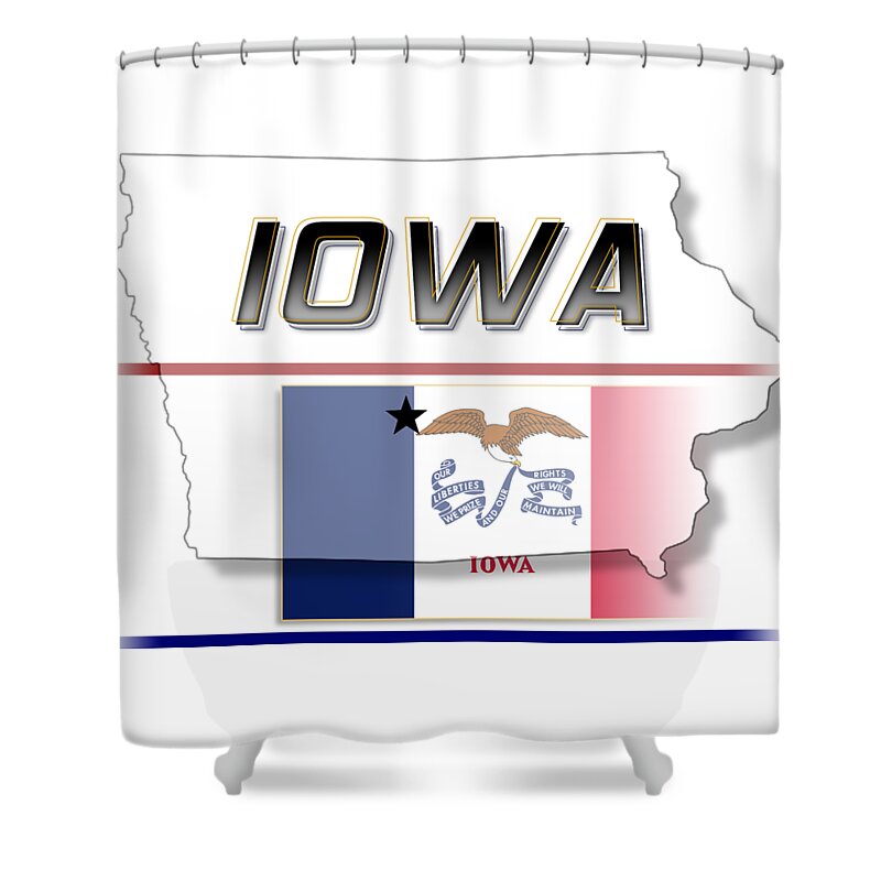 Iowa Shower Curtain featuring the digital art Iowa State Horizontal Print by Rick Bartrand