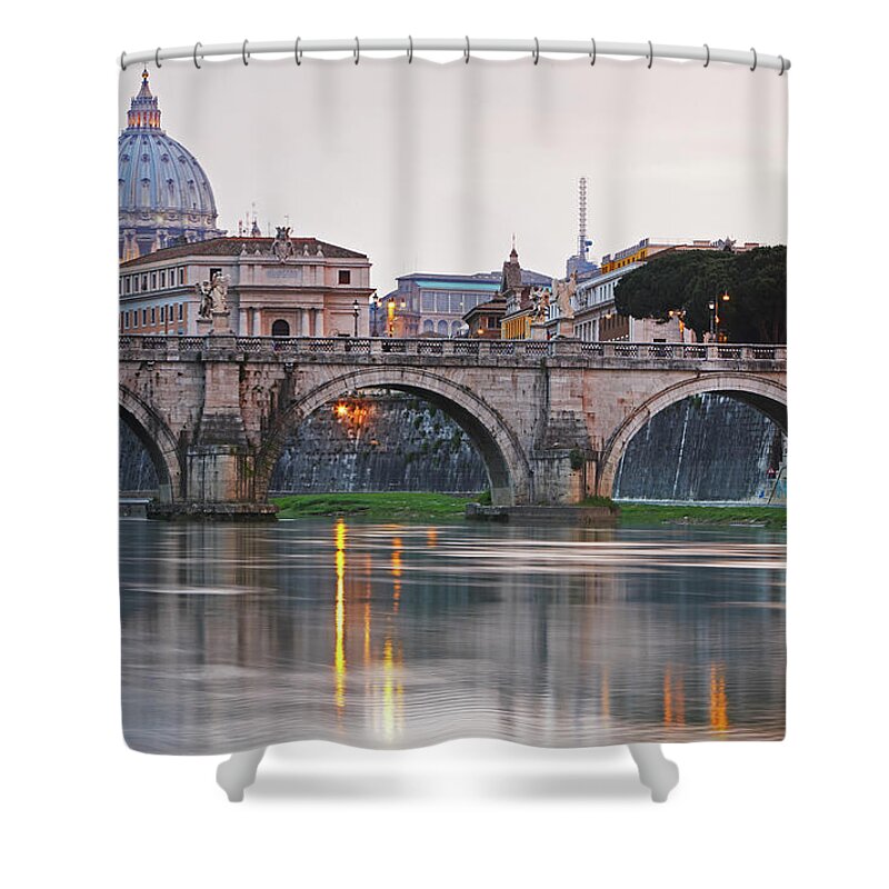 State Of The Vatican City Shower Curtain featuring the photograph Italy, Rome, Vatican City, Ponte Sant by Allan Baxter